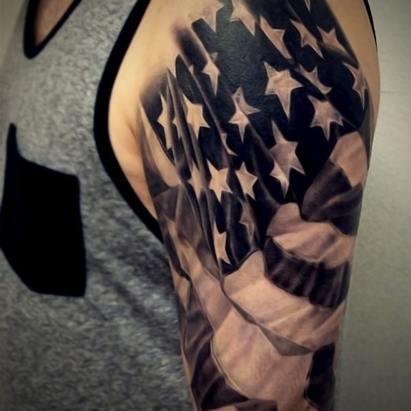 Brandon: Black & Grey American Flag